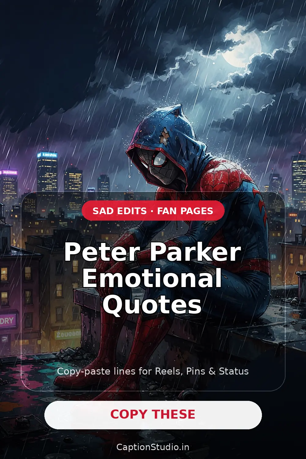 Emotional Peter Parker Quotes vertical Pinterest fan art image