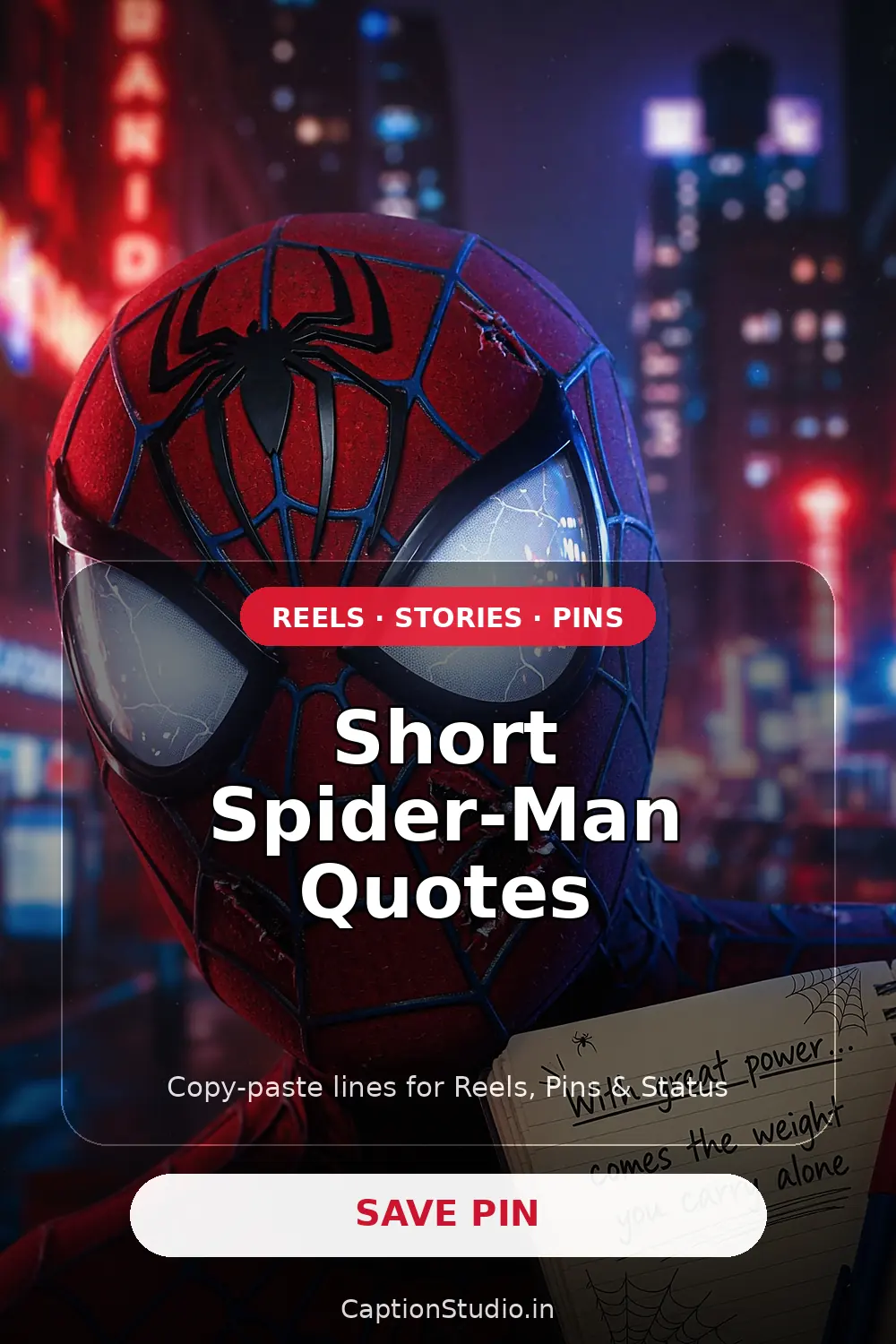 Short Spider-Man Lines for Instagram vertical Pinterest fan art image