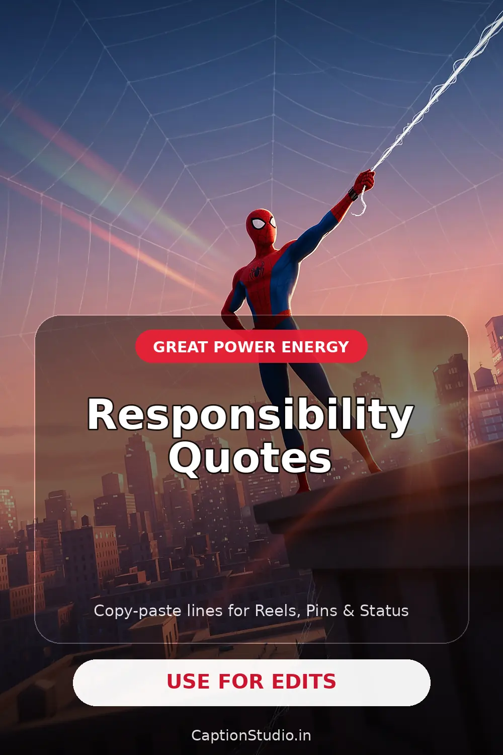 Responsibility Lines Inspired by Spider-Man vertical Pinterest fan art image