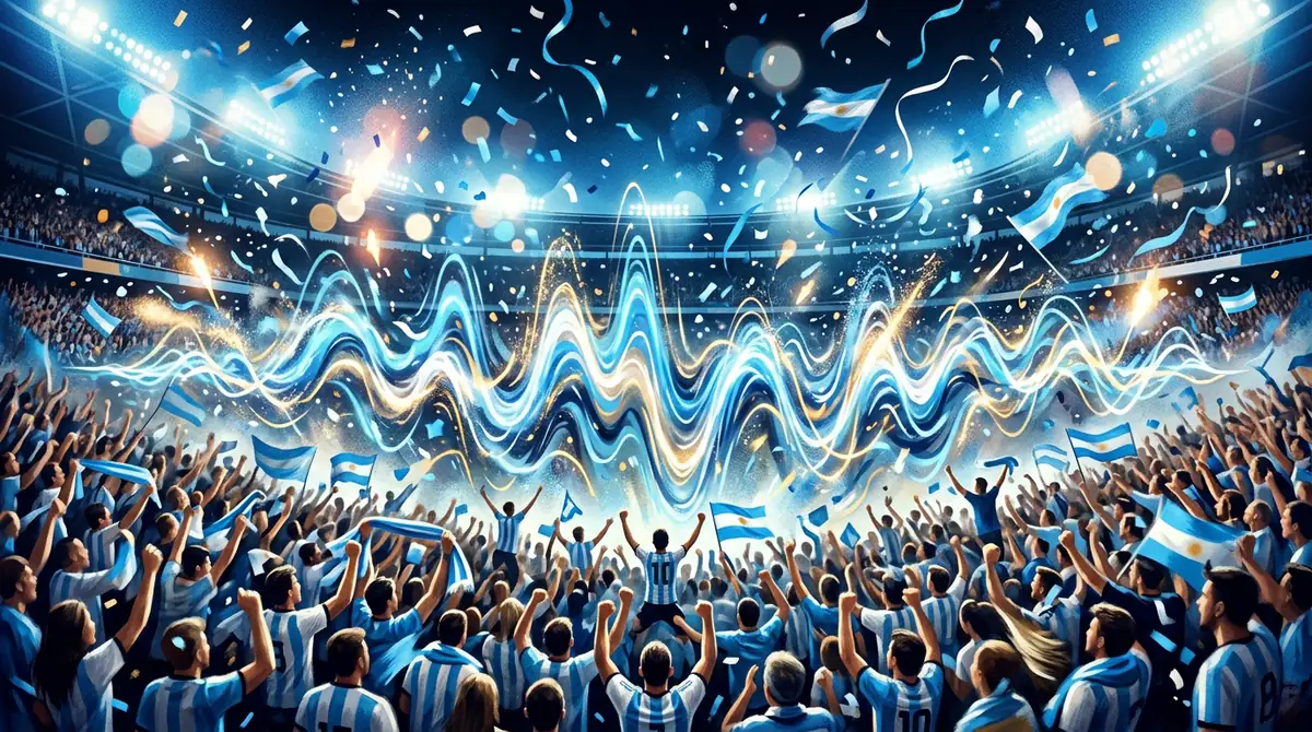 Abstract football chant sound waves in Argentina blue and white colors