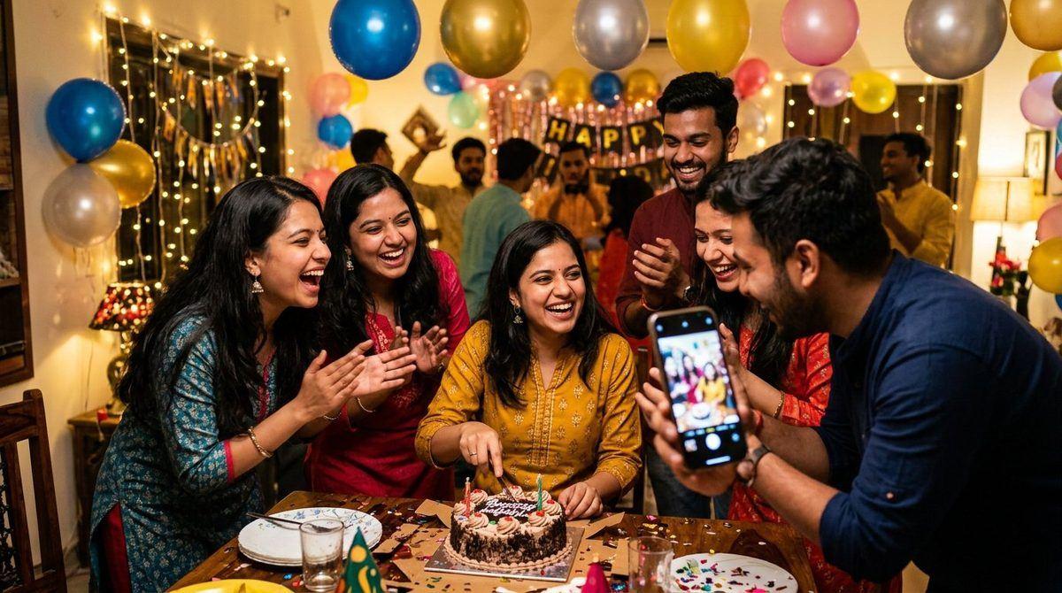 Friends celebrating a birthday party for bestie birthday captions and birthday dump captions