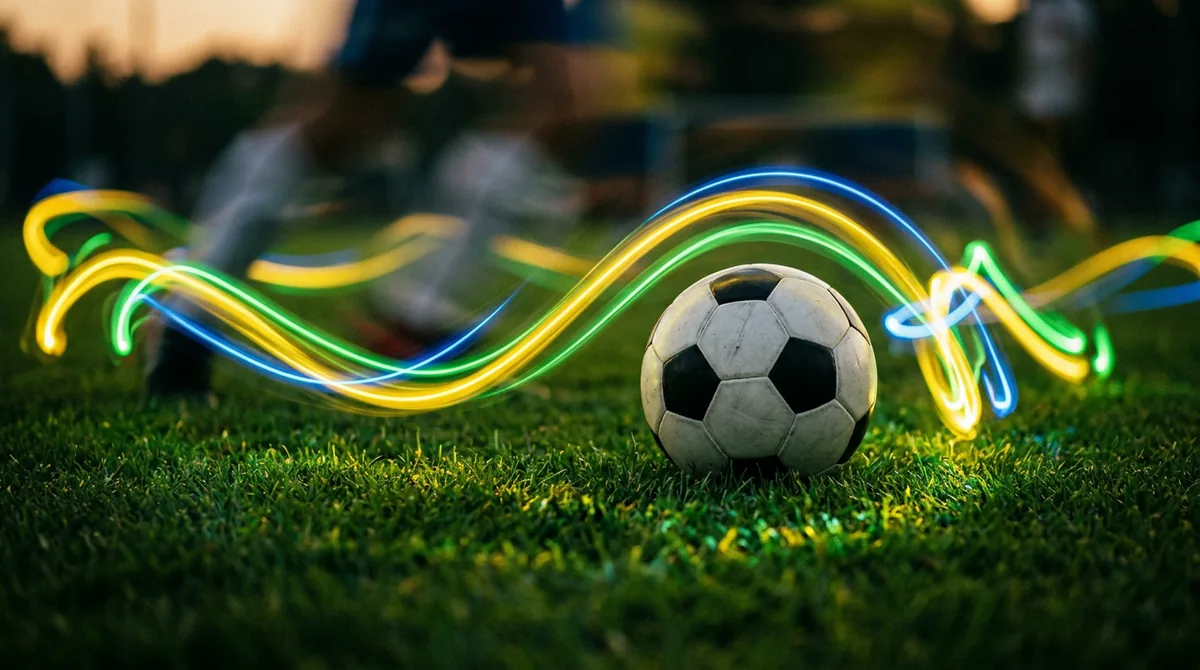 Joga bonito Brazil football style with ball and rhythm lights