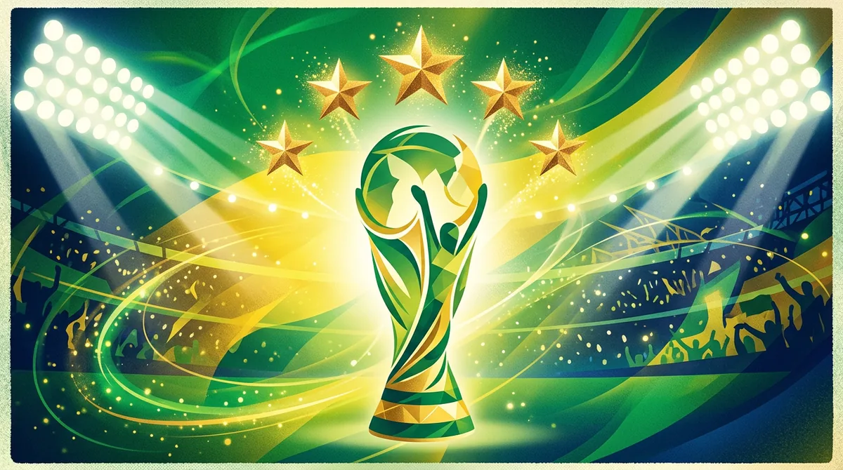 Brazil five star World Cup legacy concept with yellow green colors
