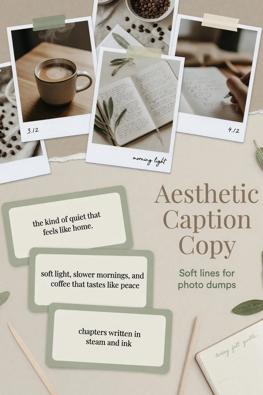 Aesthetic Instagram caption copy ideas graphic