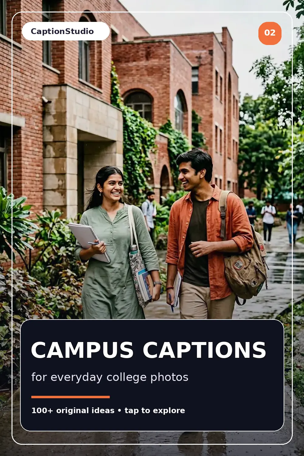 Indian college students walking beside a modern campus building