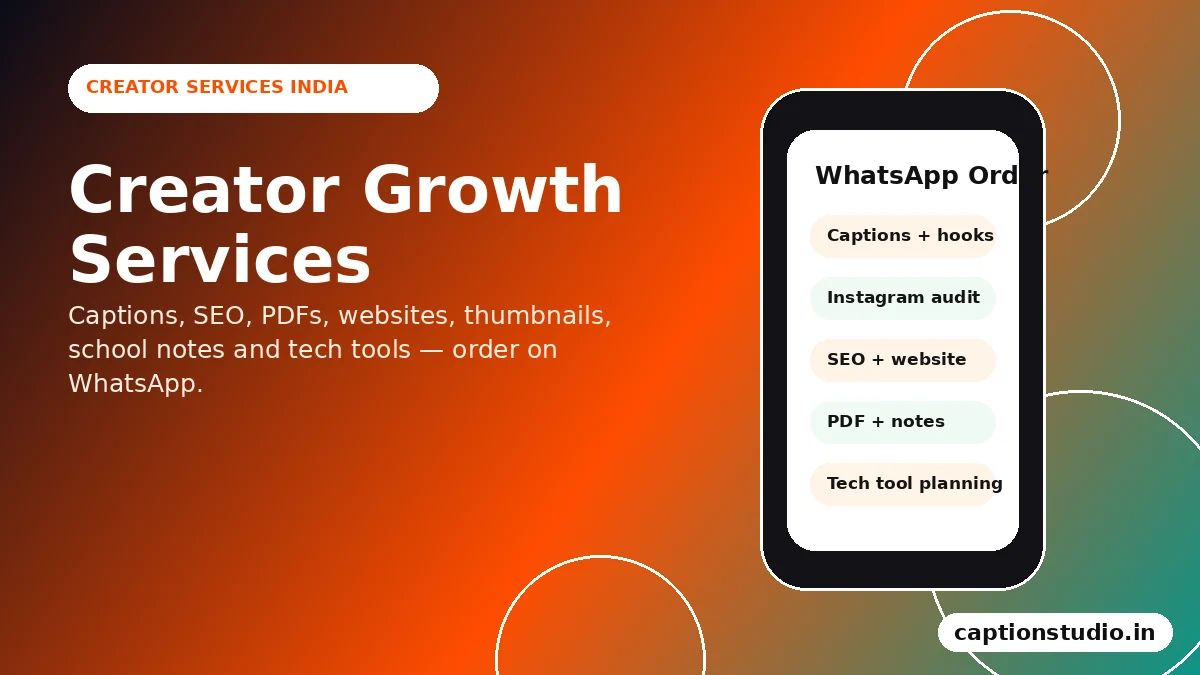 Creator services India WhatsApp orders by CaptionStudio