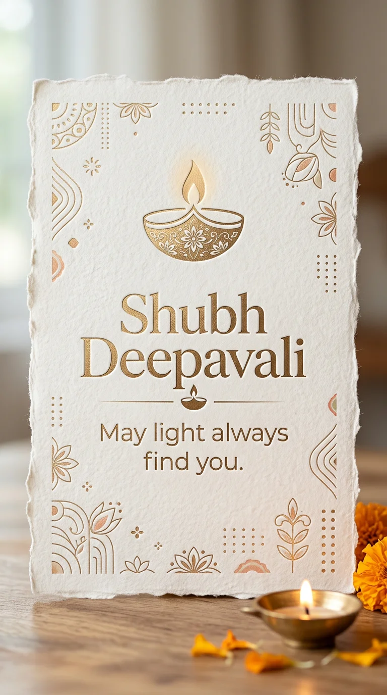 Shubh Deepavali Handmade Deckle Card
