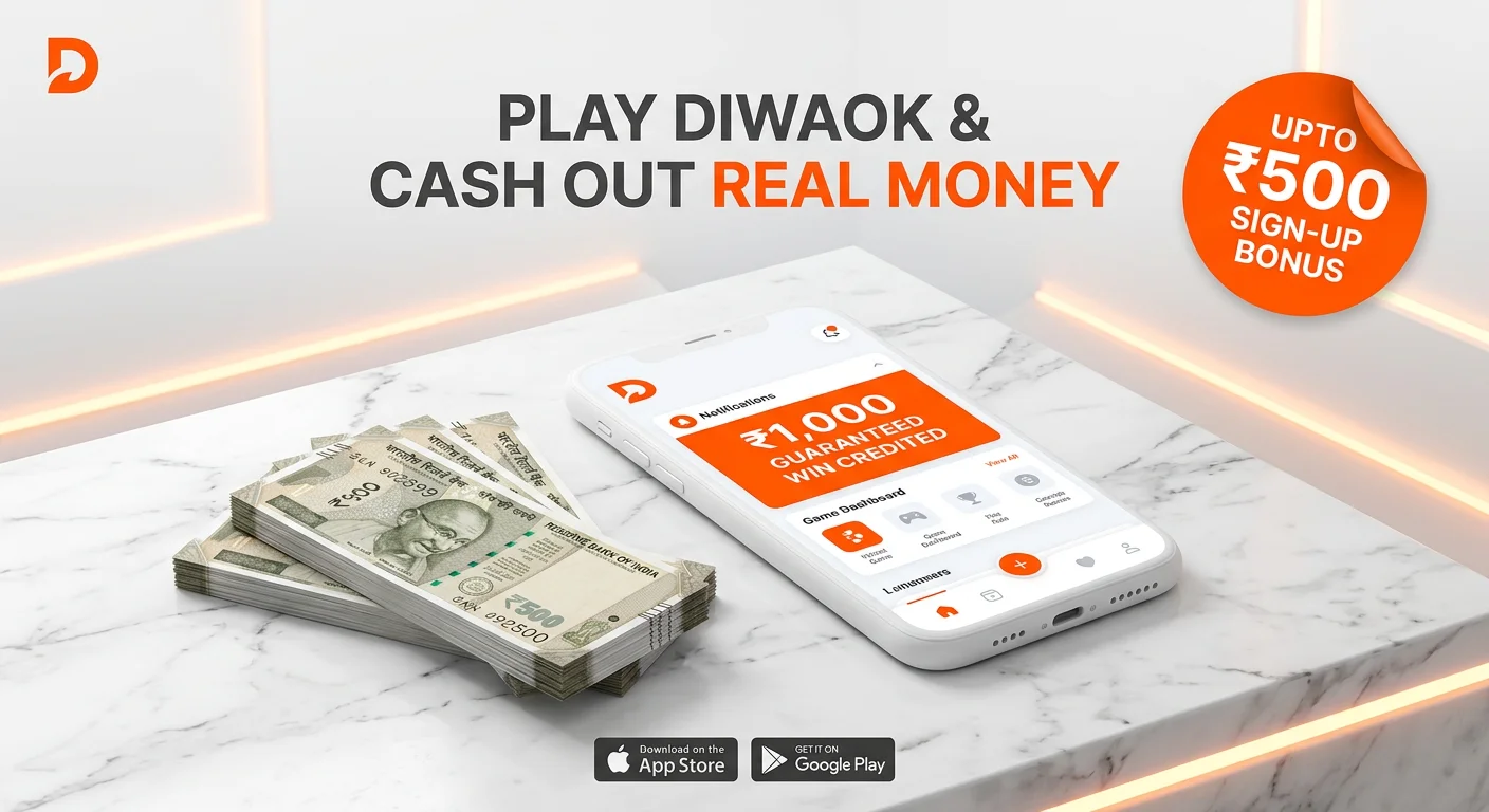 DiwaOk Gaming App ₹500 Bonus & ₹1000 Win