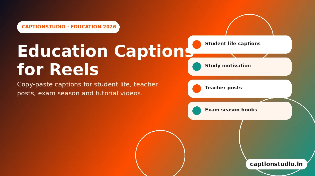 Education captions for Instagram Reels 2026 hero graphic by CaptionStudio