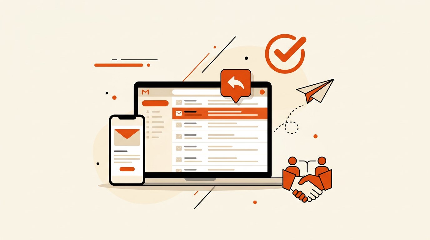 How to write emails that get replies 2026 — inbox with reply and brand collaboration icons