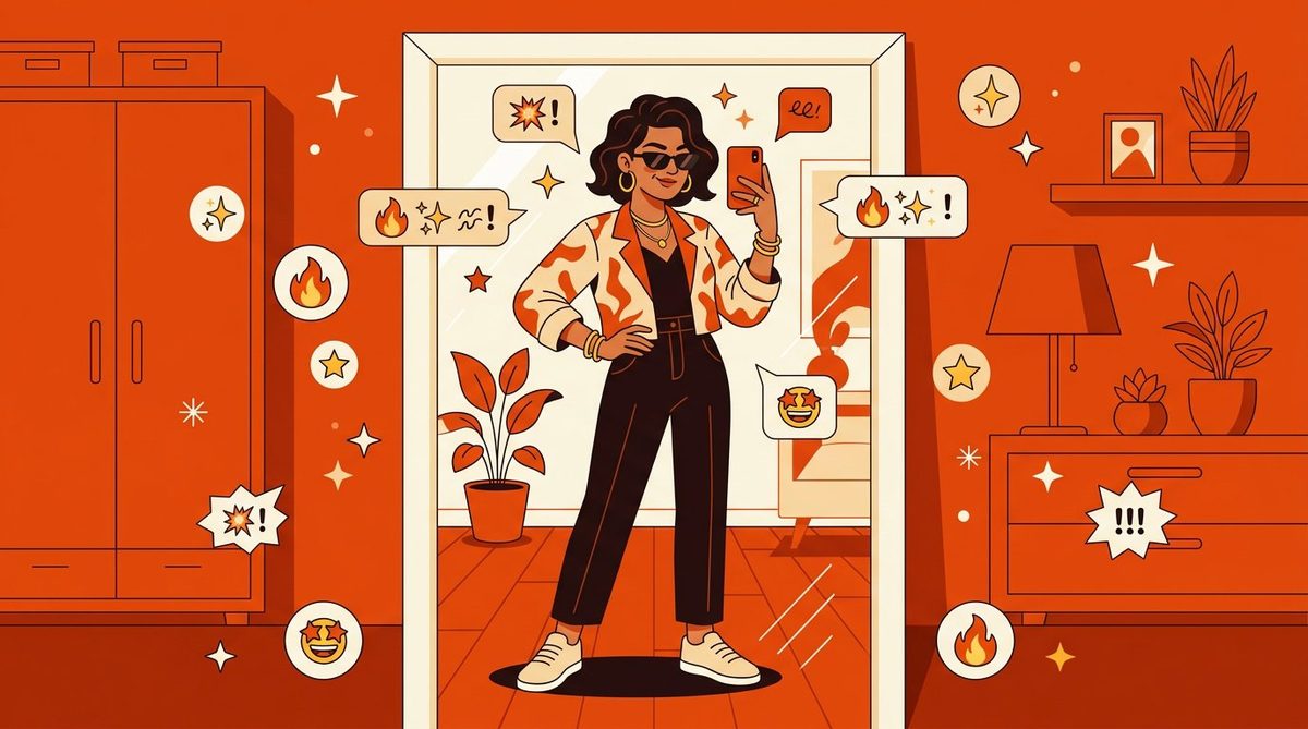 Attitude Hinglish Instagram captions — stylish desi mirror selfie with sunglasses