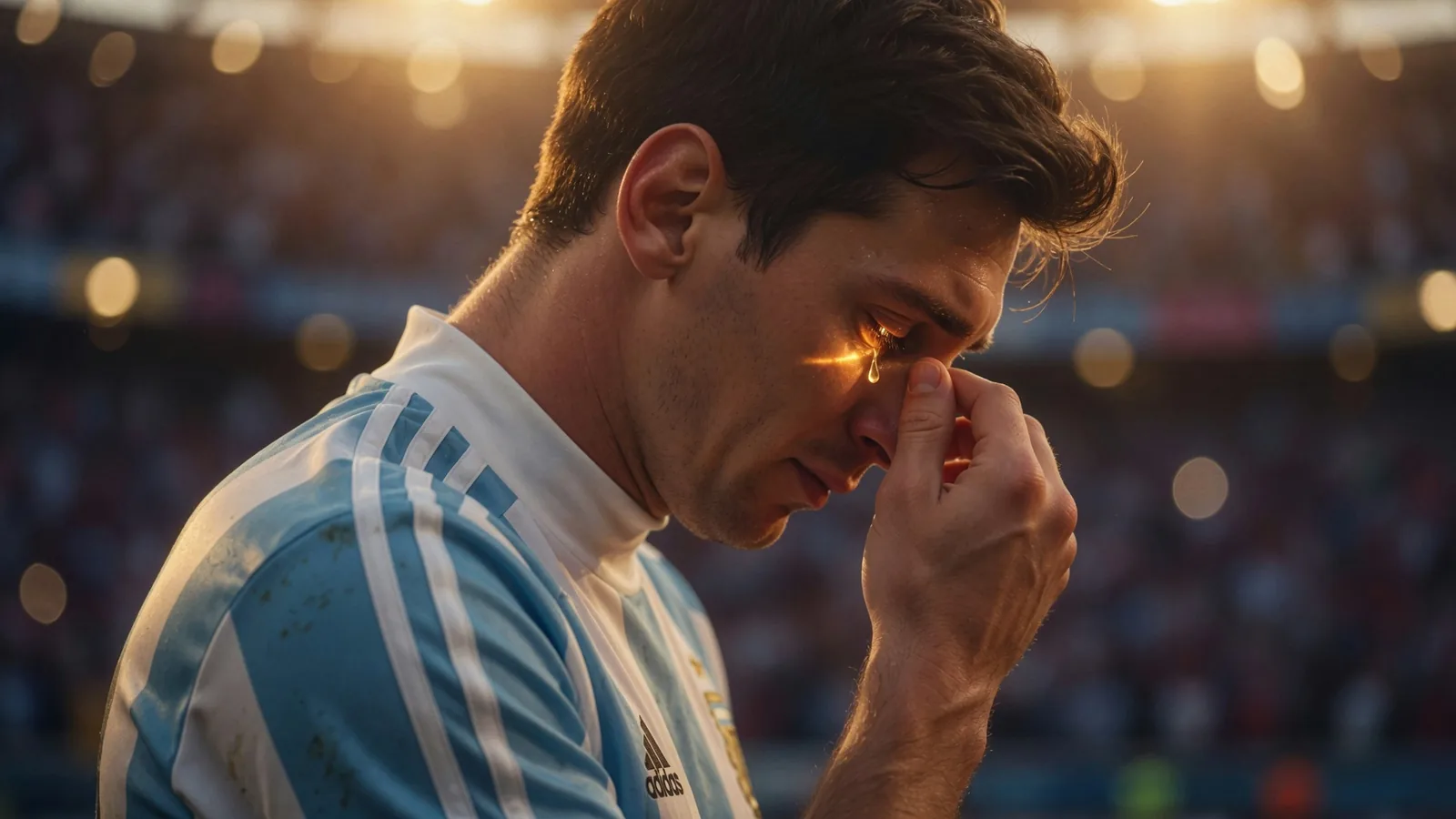 Messi tears quote graphic — quote design about his emotional moment