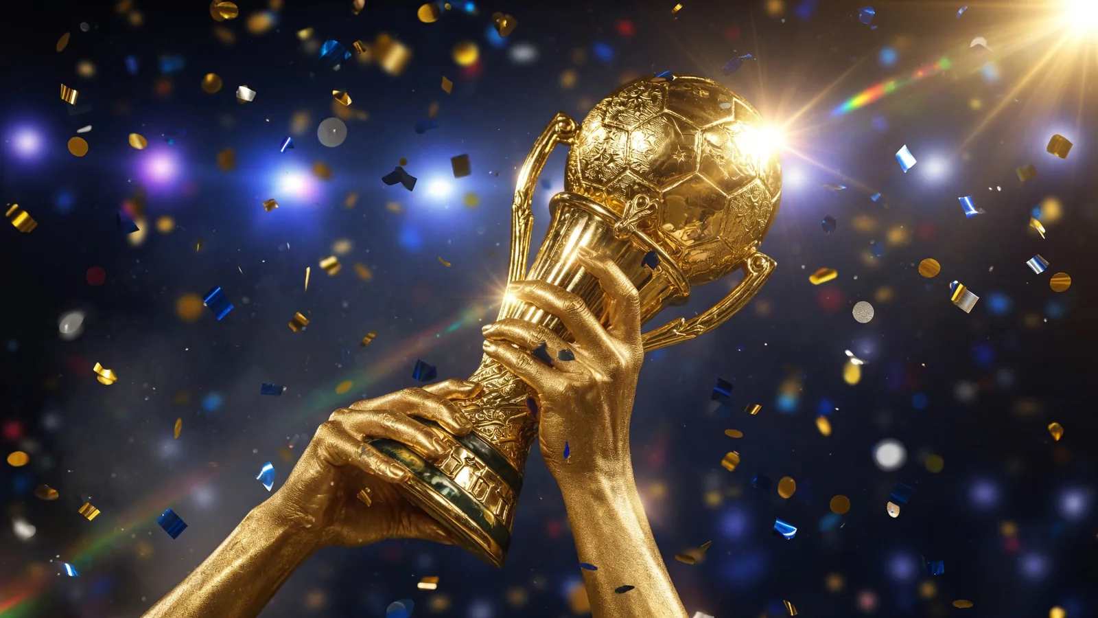 GOAT trophy graphic — Six World Cups, two Golden Balls, one Cup, the Messi resume
