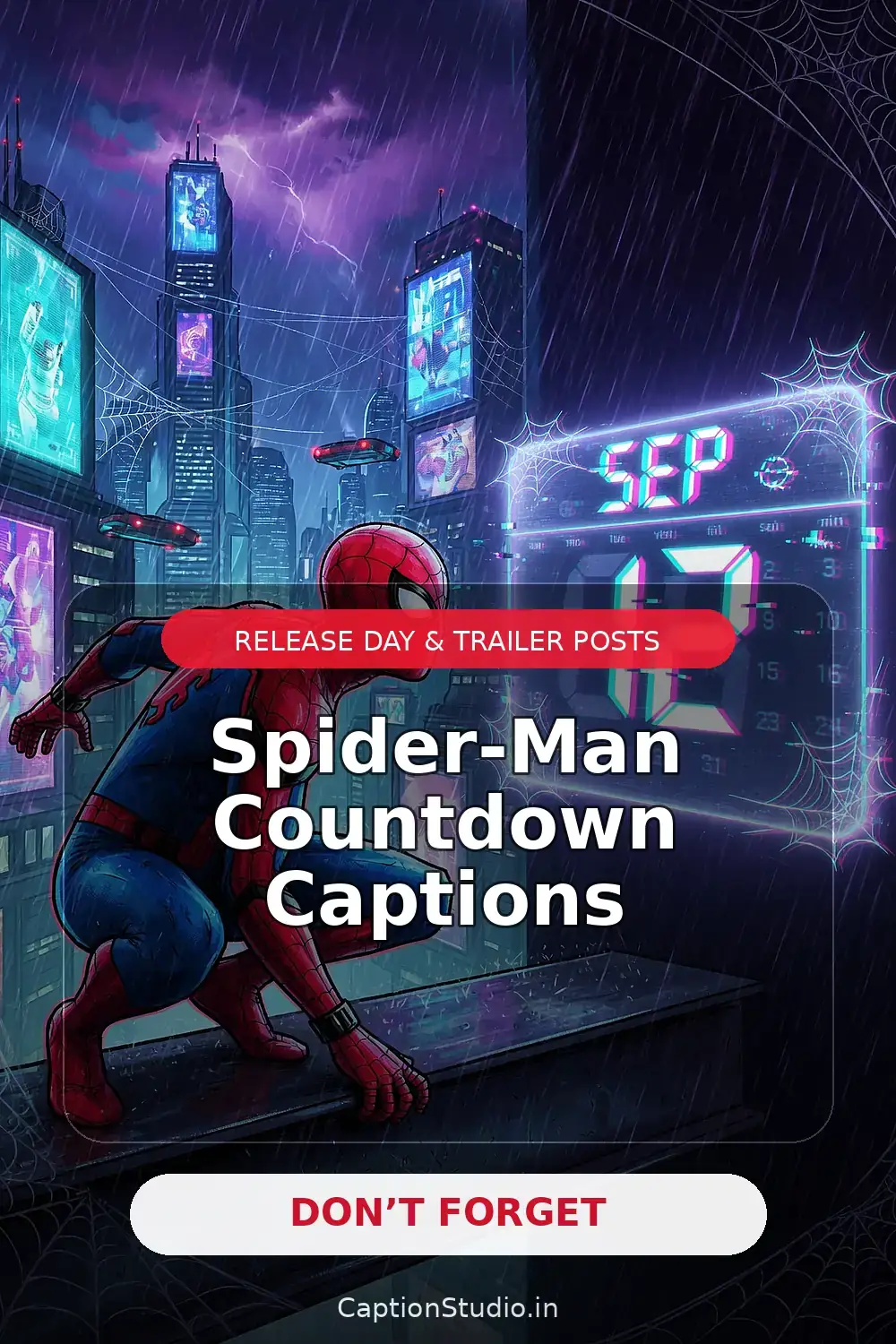 Spider-Man countdown captions vertical Pinterest fan art pin