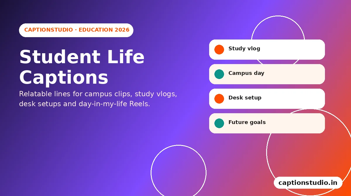Student life education captions for Instagram Reels and study vlogs