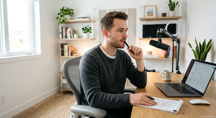 Indian content creator in peaceful modest home setting in India 2026, reflecting with positive mindset, natural light, authentic desi creator lifestyle