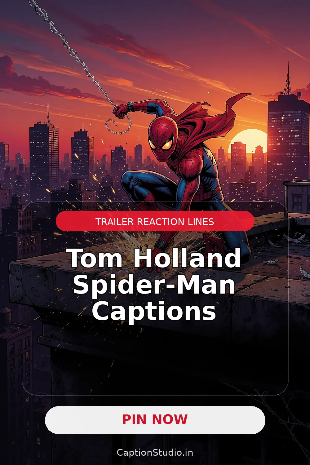 Tom Holland Spider-Man captions vertical fan art pin