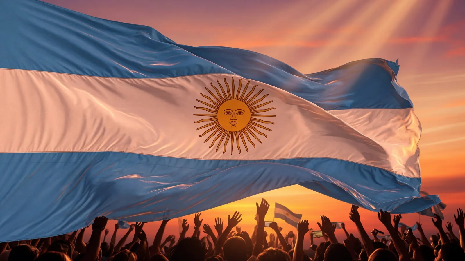 Vamos Argentina graphic with the Sun of May and flag — Spanish chant meaning lets go Argentina
