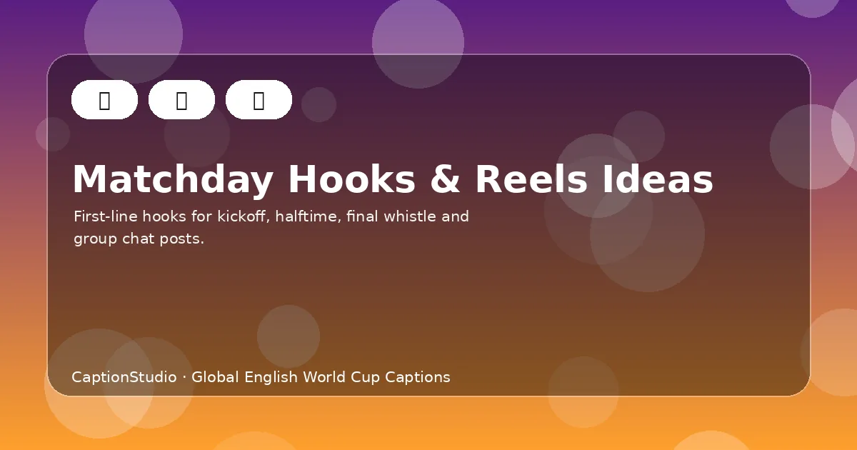 World Cup 2026 matchday hooks and Reels caption ideas