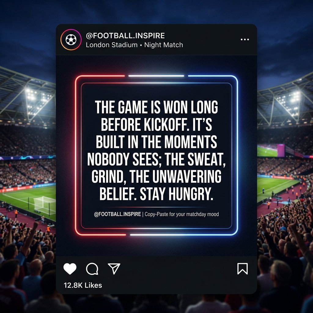 Instagram caption card mockup with a Team USA World Cup 2026 caption on a red white and blue neon stadium background